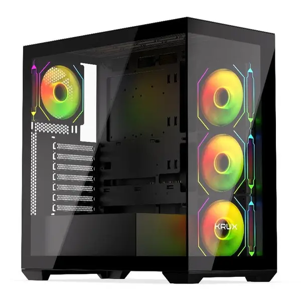 KRUX Carcasa Exo, MiddleTower, ATX, cu 4 ventilatoare incluse 120 mm RGB, Negru
