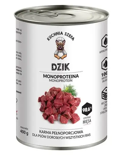 KUCHNIA SZEFA cu mistreț conservă 400 g hrană monoproteină câini