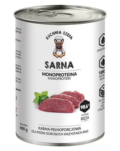 KUCHNIA SZEFA hrană monoproteică pentru câini 400 g căprioară