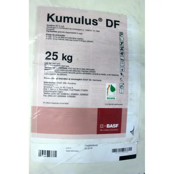 Kumulus DF 25 kg fungicid de contact pe baza de Sulf, BASF, fainare (vita de vie, mar, castraveti) - Default Title