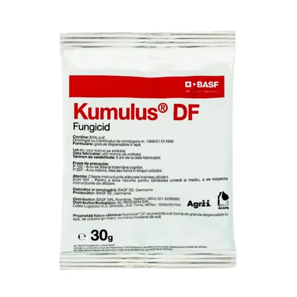 Kumulus DF 30 gr fungicid de contact pe baza de Sulf, BASF, fainare (vita de vie, mar, castraveti) - Default Title