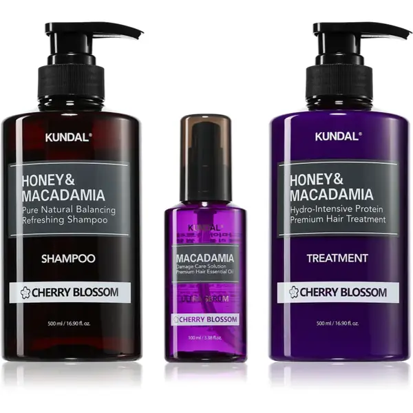 KUNDAL Honey & Macadamia Cherry Blossom set pentru păr uscat și deteriorat