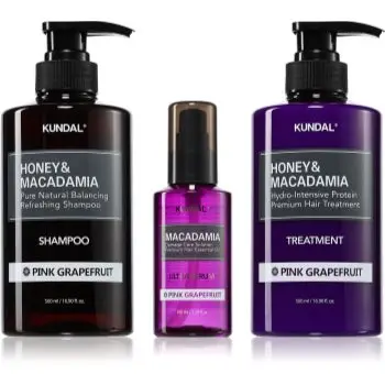 KUNDAL Honey & Macadamia Pink Grapefruit set pentru păr uscat și deteriorat