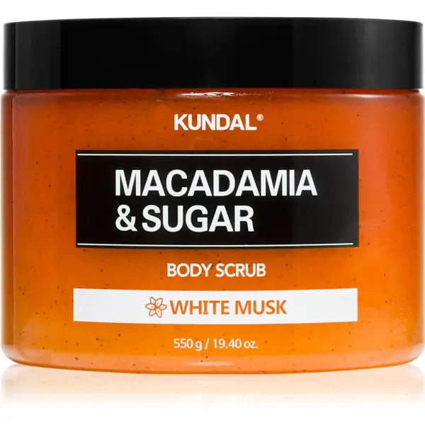 KUNDAL Macadamia & Sugar White Musk exfoliant din zahar unt de shea 550 g
