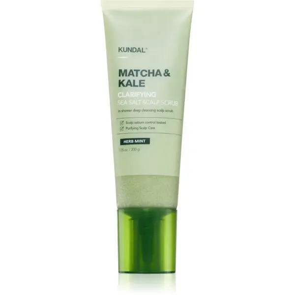 KUNDAL Matcha & Kale Herb Mint exfoliant de curățare pentru par si scalp 200 g