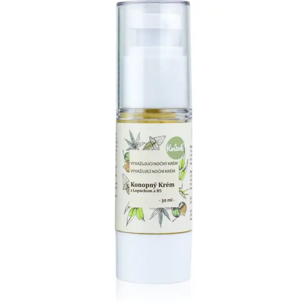 Kvitok Cream with Cannabis Oil with Burdock and B5 crema de noapte pentru ten gras 30 ml
