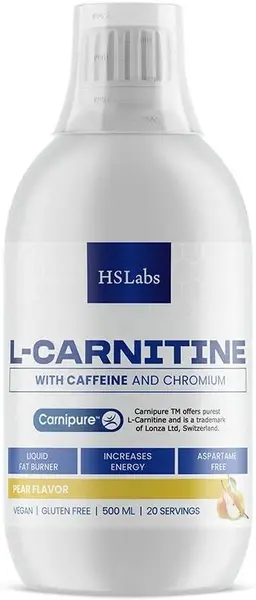 L-Carnitine with Caffeine and Chromium, pară, 500 ml, HS Labs