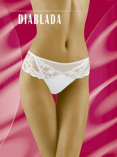 L - Chilot tanga din dantela Diablada Alb