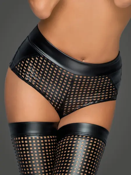 L - Chilot trendy din material perforat F235 Negru