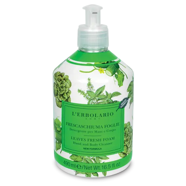 L'Erbolario Spuma de baie pentru maini si corp Leaves Fresh Foam Editie Limitata 047, 490ml