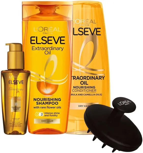 L'Oréal Elseve Set Extraordinary - Șampon, Balsam și Ulei de păr, 250 + 200 + 100 ml