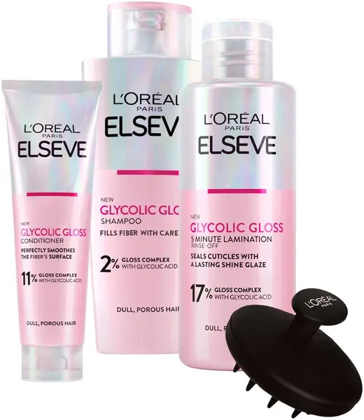 L'Oréal Elseve Set Glycolic Gloss - Balsam, Șampon și îngrijirea laminării, 150 + 2 x 200 ml