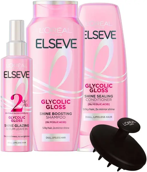 L'Oréal Elseve Set Glycolic Gloss - Șampon, balsam și ser, 400 + 200 + 150 ml