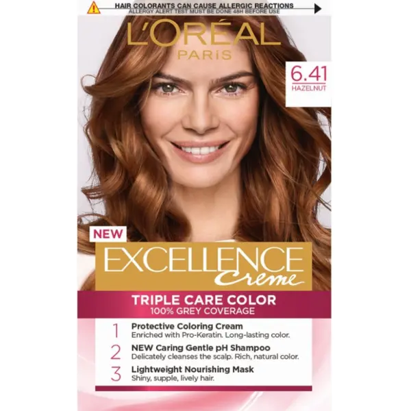 L'Oreal Paris Excellence 6.41 Hazelnut Vopsea de păr Volum 125 g scrub pentru corp + 50 ml gel de duș + 70 ml cremă pentru corp