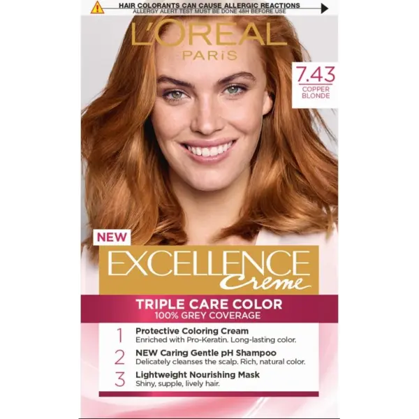 L'Oreal Paris Excellence 7.43 Copper Blonde Vopsea de păr Volum 7.43 Golden Copper Blonde