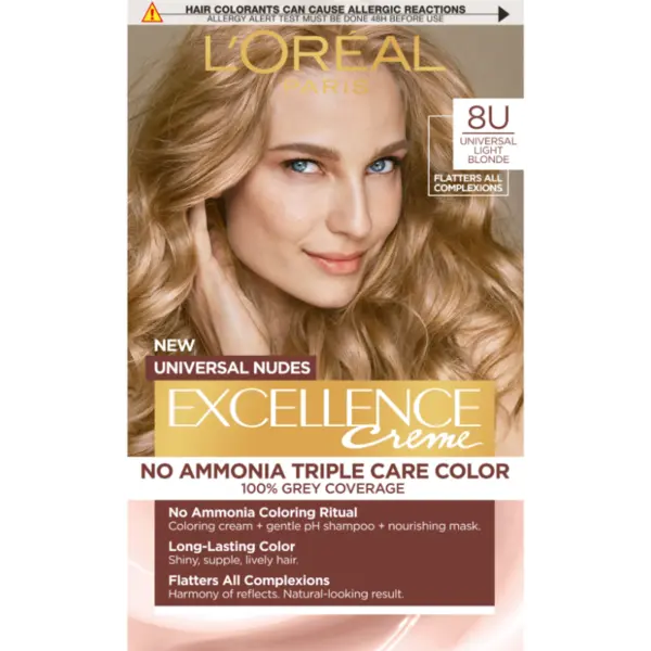 L'Oreal Paris Excellence Universal Nudes Vopsea de păr Volum 8U Universal Light Blonde