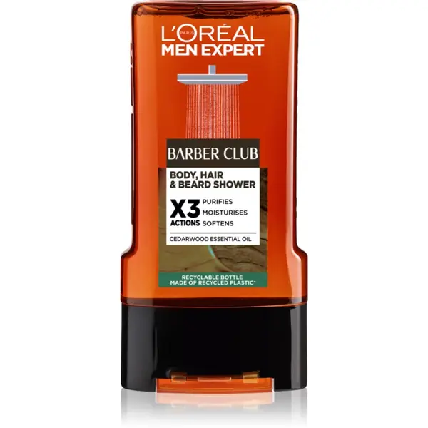 L’Oréal Paris Men Expert Barber Club Gel de duș pentru bărbați pentru păr, barbă și corp 300 ml
