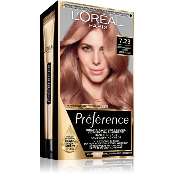L’Oréal Paris Préférence culoare par culoare 7.23 Dark Rose Gold 1 buc