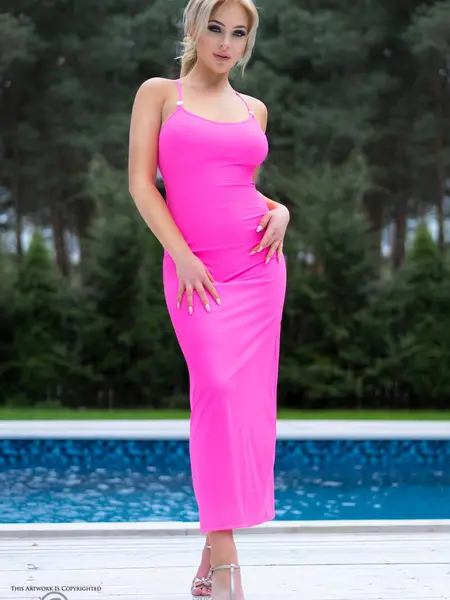 L - Rochita din material elastic mulata pe corp CR 4379 - 2 Roz