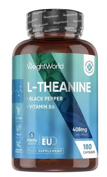 L-Theanine + Piper negru, 180 capsule, Weight World