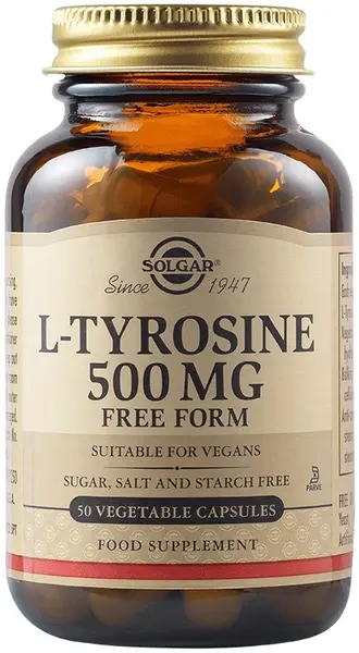 L-Tyrosine, 500 mg, 50 capsule vegetale, Solgar