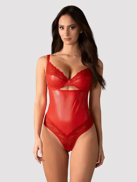 L/XL - Body din material ce imita pielea Aliosa Rosu