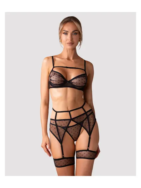 L/XL - Set compus din sutien, chilot si portjartier Set Nuites Negru