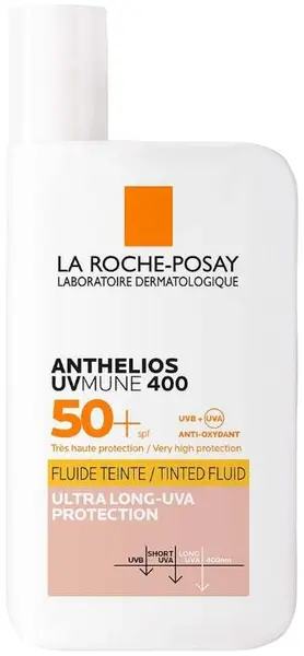 La Roche-Posay Anthelios Fluid facial protector colorat UVMune 400, SPF50+, 50 ml