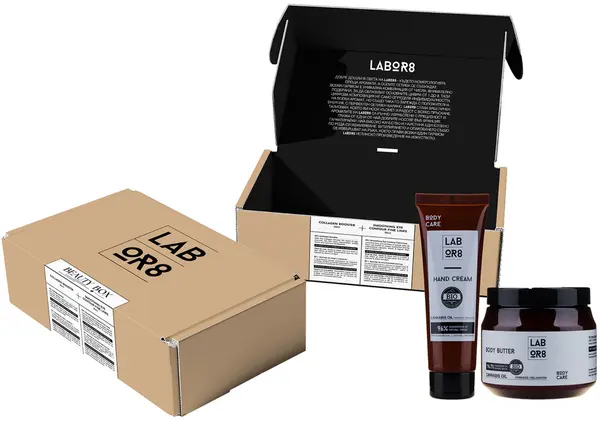 Labor8 Hemp Set - Ulei de corp și cremă de mâini cu ulei de cânepă, 250 + 75 ml