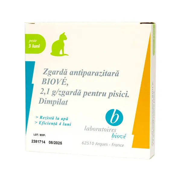 LABORATOIRES BIOVE, deparazitare externă pisici, zgardă, 35cm cm, 1buc