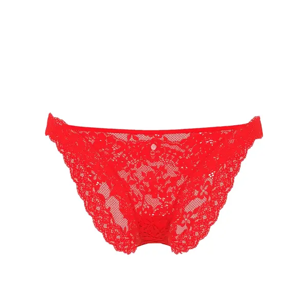 Lace bikini panty - red L