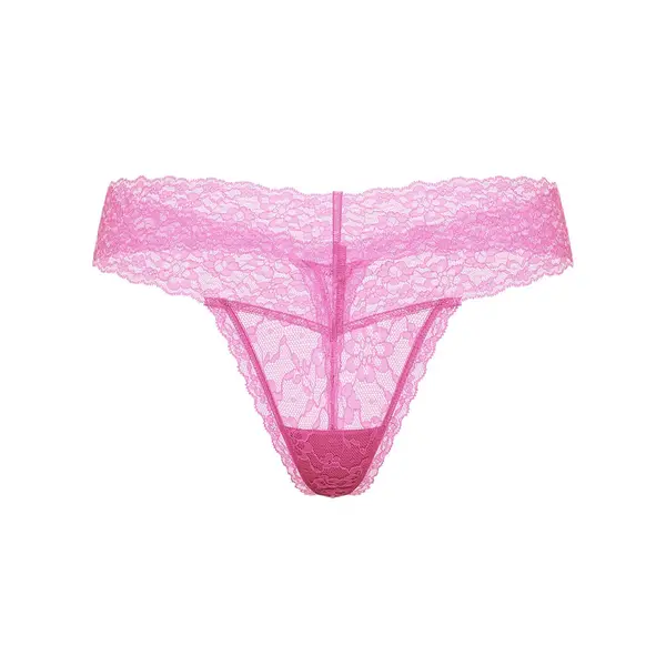 Lace thong panties - pink M