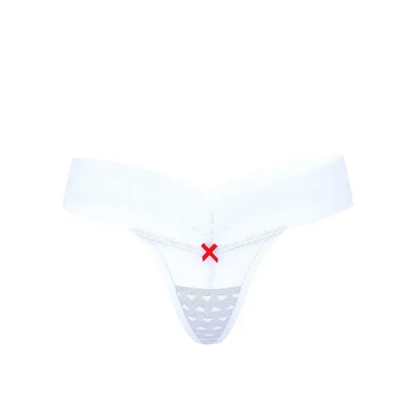 Lace thong panties with hearts - soft iris S