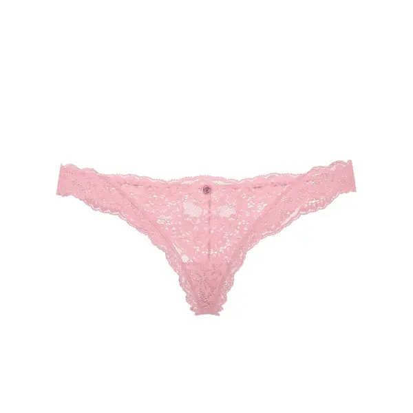 Lace thong panty - pink L
