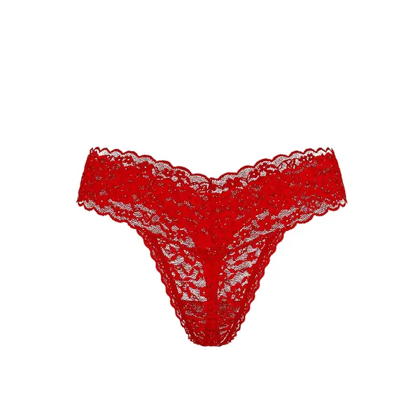 Lace thong panty - red L