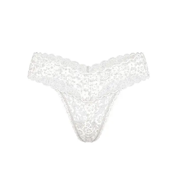 Lace thong panty - white / ivory L