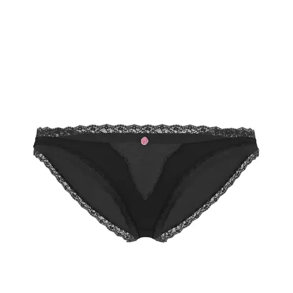 Lace-trim bikini panty - black Xs