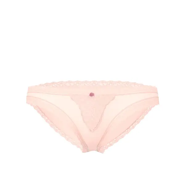 Lace-trim bikini panty - pink S