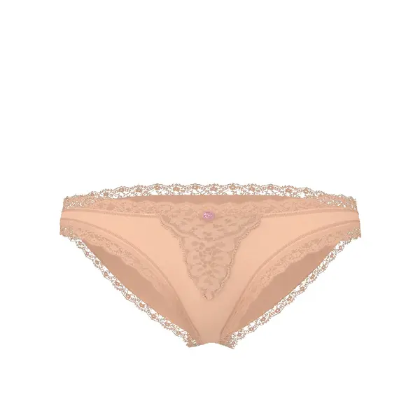 Lace-trim bikini panty - praline/ nude M