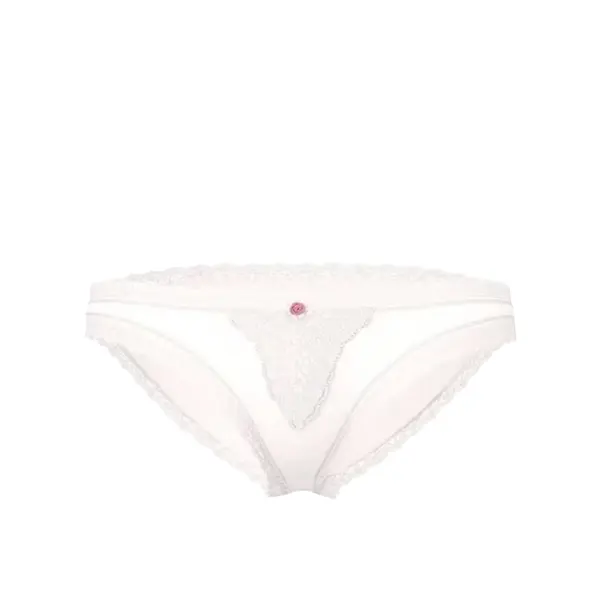 Lace-trim bikini panty - white / ivory L