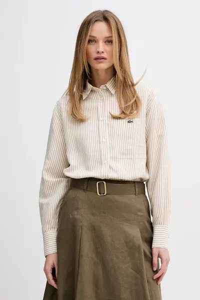 Lacoste cămașă pentru femei, din in