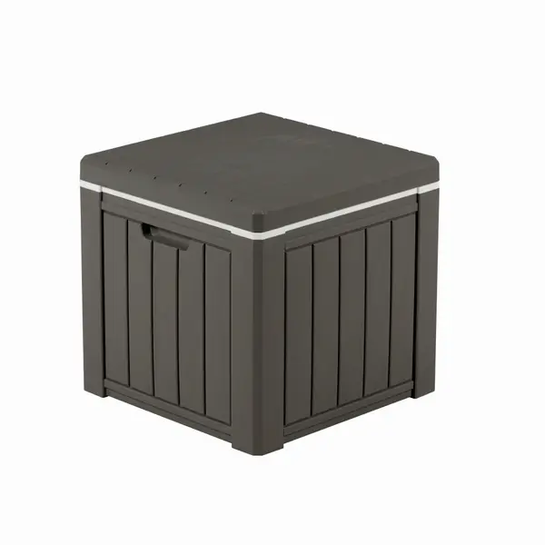 Lada depozitare pentru terasa/gradina din HDPE KLUGMEISTER KJF3146, 42x42x40.1 cm, volum 37 litri, culoare gri