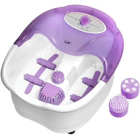LAFE Cadita de masaj pentru picioare Lafe MFS-002, 350W, incalzire, vibratii, Alb/Mov