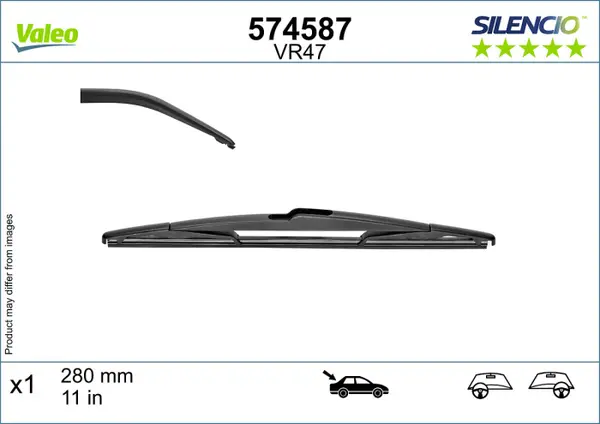 Lama stergator Spate (1buc) Silencio 280mm potrivit HYUNDAI KONA, KONA SUV; JEEP GRAND CHEROKEE IV; KIA RIO III, RIO IV, SORENTO II, SORENTO II SUV, SOUL I, SOUL II, STONIC 04.04-
