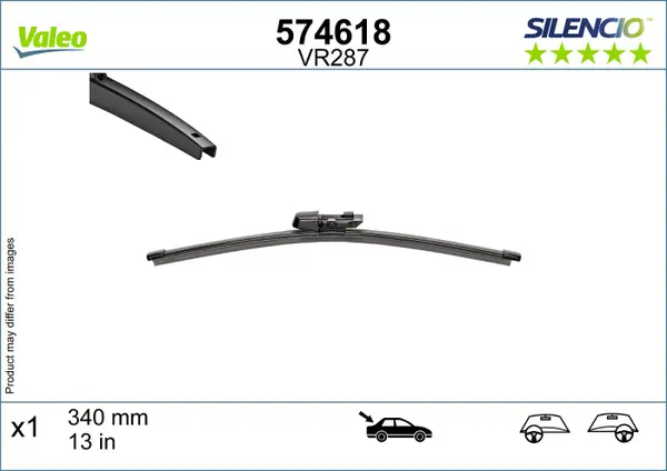 Lama stergator spate (1buc) Silencio 340mm potrivit FORD TOURNEO CONNECT V761 NADWOZIE WIELKO; SEAT TARRACO; SKODA KAROQ, SUPERB IV; VW CADDY CALIFORNIA V CAMPER, CADDY V 07.17-
