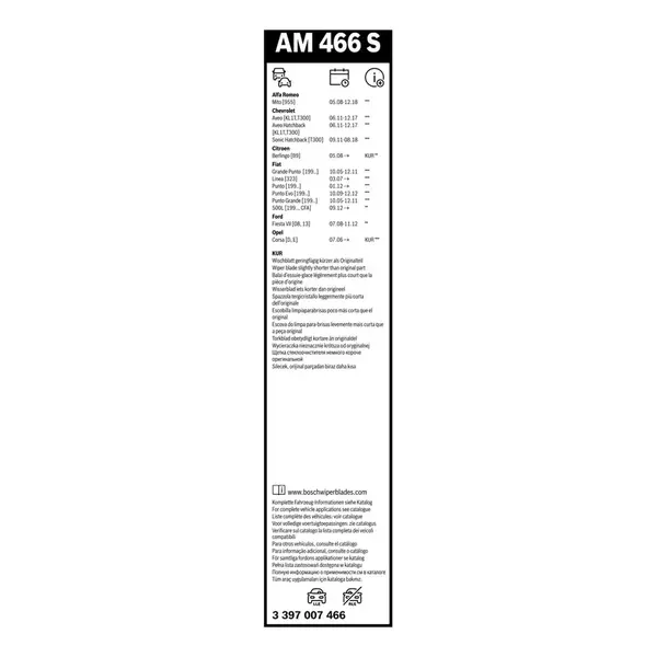 Lamela stergator BOSCH 3 397 007 466