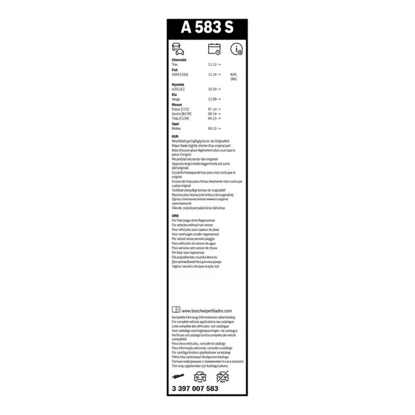 Lamela stergator BOSCH 3 397 007 583