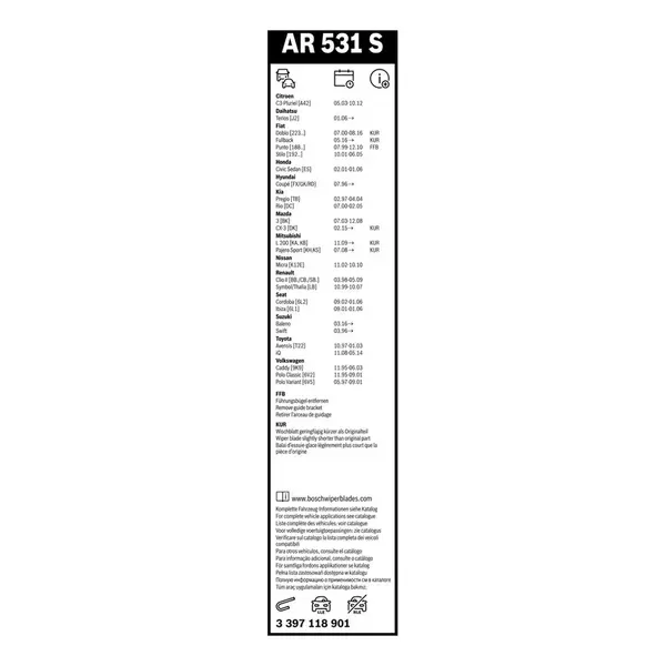 Lamela stergator BOSCH 3 397 118 901