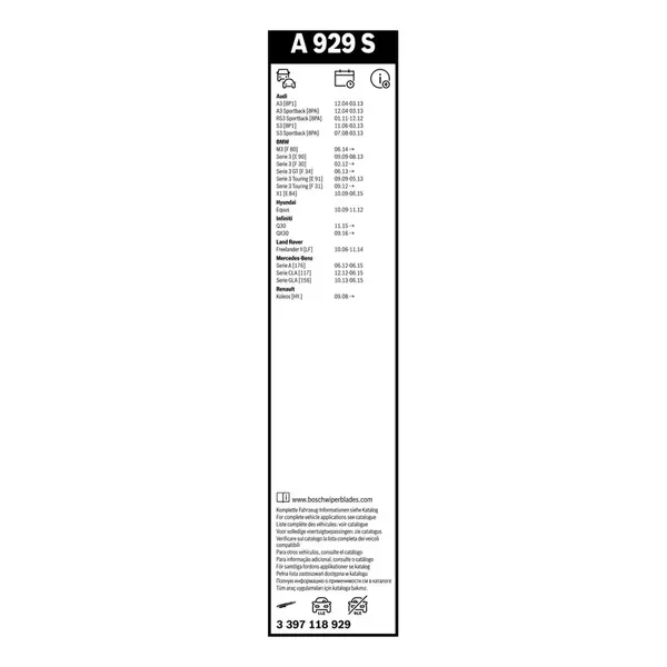 Lamela stergator BOSCH 3 397 118 929