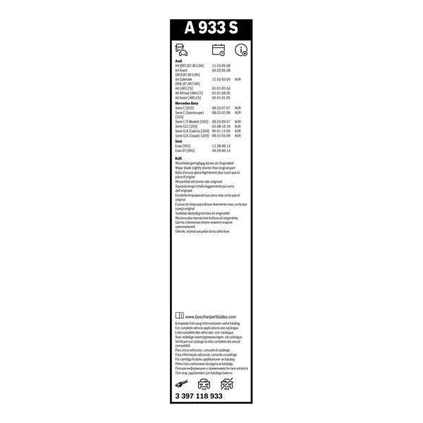 Lamela stergator BOSCH 3 397 118 933